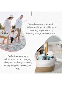 ShebSheb Portable Baby Diaper Basket For Mother, Large Cotton Rope Diaper Caddy Organizer  - Image 4