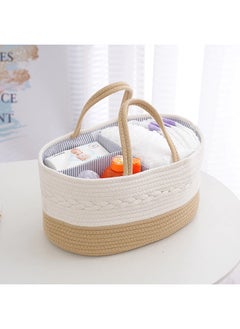 ShebSheb Portable Baby Diaper Basket For Mother, Large Cotton Rope Diaper Caddy Organizer  - Image 1
