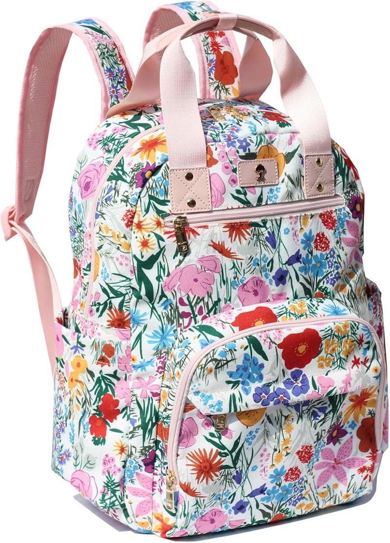 ESVAN Diaper Bag Backpack Large Capacity Multifunction Baby Essentials Fashion Travel Pack Linen Canvas office Laptop Bag Canvas Pink - Image 1
