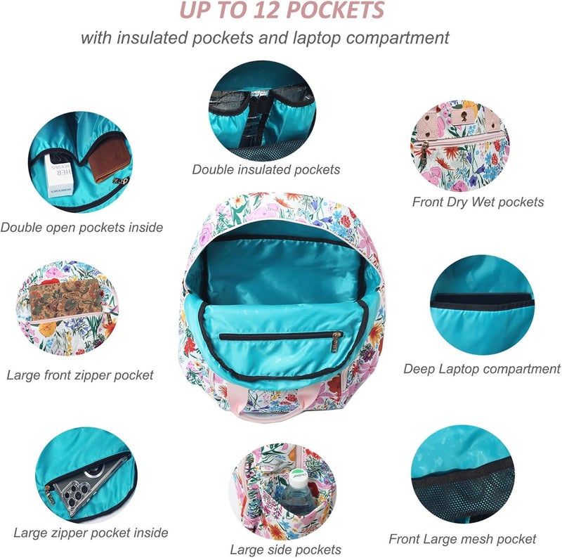 ESVAN Diaper Bag Backpack Large Capacity Multifunction Baby Essentials Fashion Travel Pack Linen Canvas office Laptop Bag Canvas Pink - Image 4