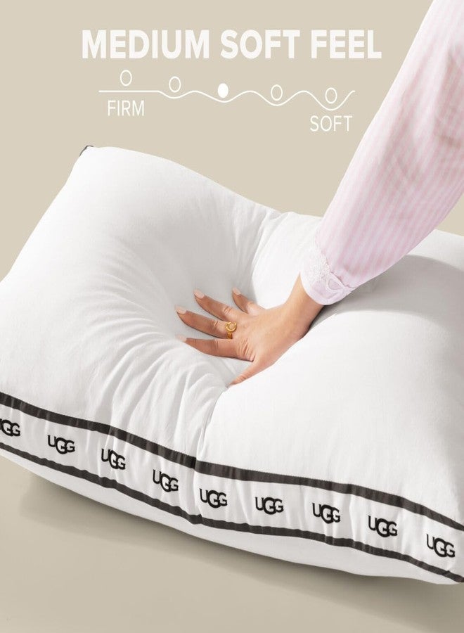 UGG Standard/Queen Bed Pillow - Gusseted Down Alternative Pillow, Medium Firm Sleeping Pillows, Premium Luxury Home Decor Hypoallergenic Pillow for Queen Bed, White (Devon) - Image 3