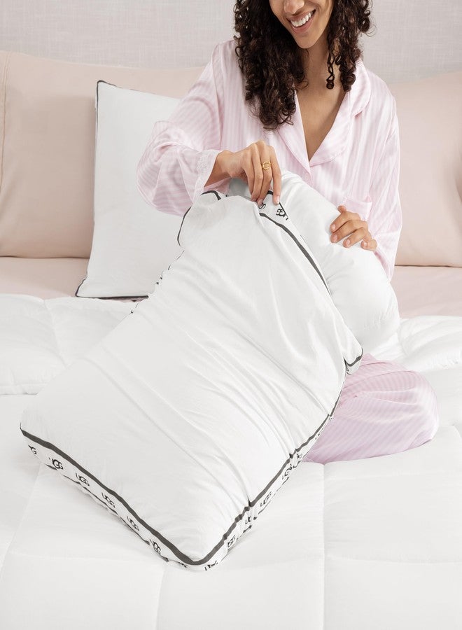 UGG Standard/Queen Bed Pillow - Gusseted Down Alternative Pillow, Medium Firm Sleeping Pillows, Premium Luxury Home Decor Hypoallergenic Pillow for Queen Bed, White (Devon) - Image 5