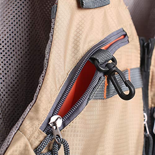 Waxaya Lightweight Fly Fishing Vest with Multi Pockets Adjustable Size Mesh Fishing Backpack for Men and Women (Khaki) - Image 2
