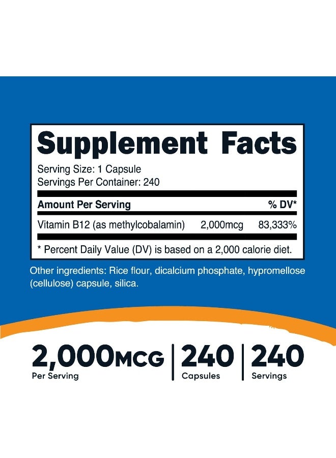 Nutricost Vitamin B12 2000Mcg, 240 Capsules - Non-Gmo, Gluten Free B12 Supplement - Image 2
