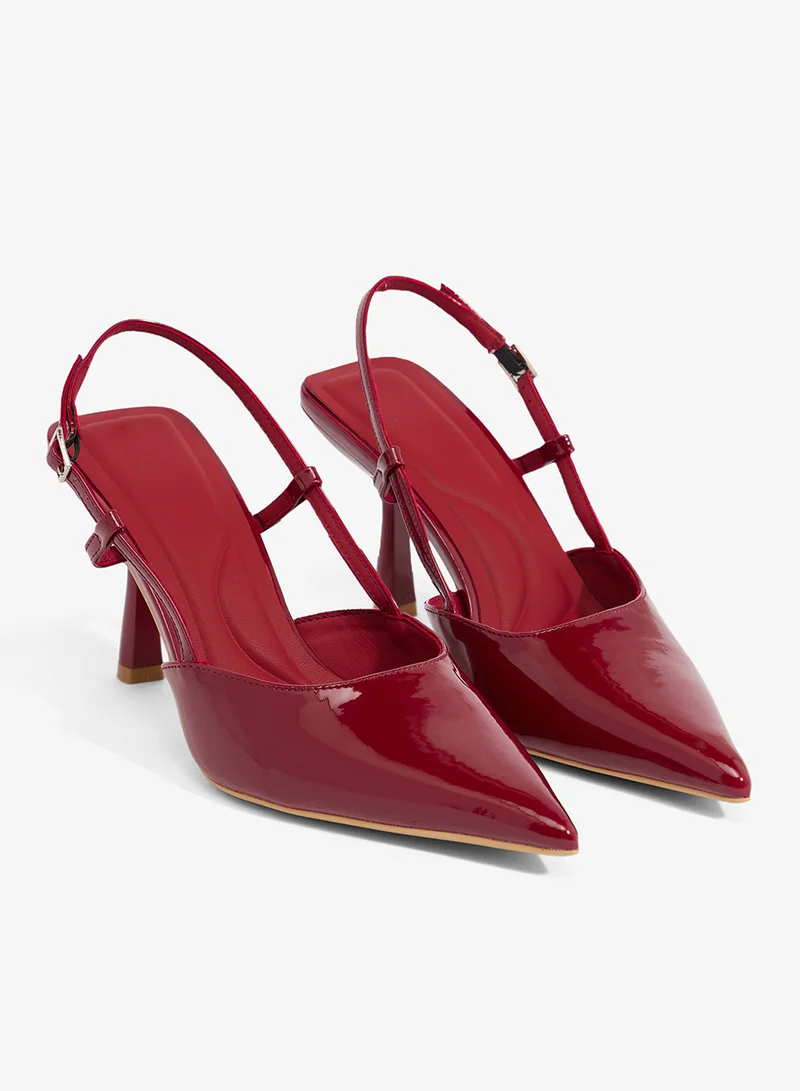 Ella Red Sling Back Pumps With Mid Heel for Women | Best Price UAE