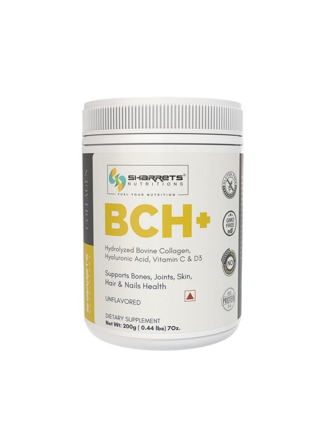 Sharrets Bch+ 200G, Unflavored : Bovine Collagen Powder Supplements With Hyaluronic Acid, Vitamin C & D, For Health And Wellness.  - Image 1
