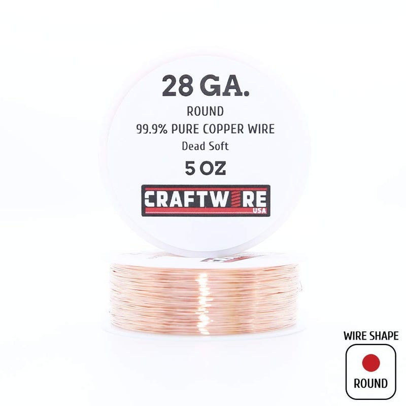 Craftwire USA Solid Bare Copper Wire Round, Bright, Dead Soft, 680 Feet, 5OZ 28 Gauge (Choose 10 to 30 ga.) - Image 2