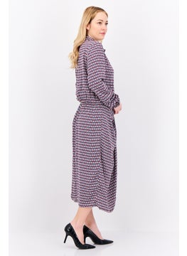promod Women Allover Printed Midi Dress, Multicolor  - Image 4