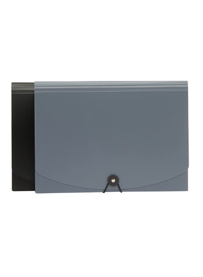Expanding File Organizer Folder, 13-Pocket Accordion File Folder with Tabs & Elastic Closure – A4 Document Holder for Home, School, Office, and Travel (1 Pcs Grey/Transparent) - Image 1