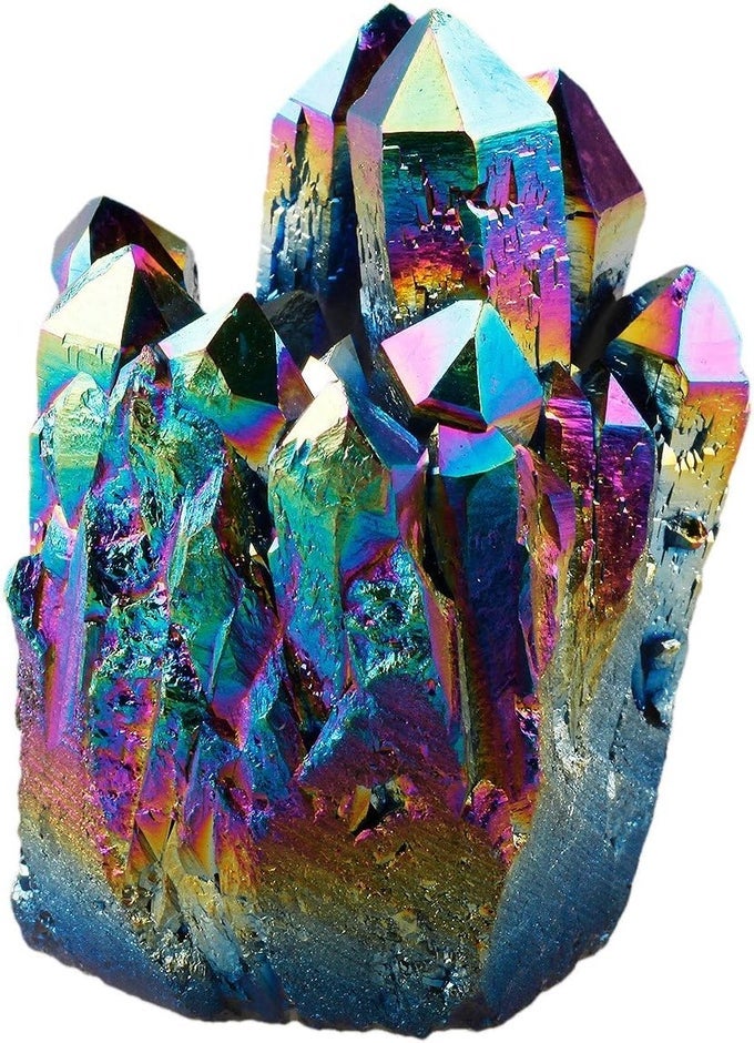 NATURAL TITANIUM COATED RAINBOW CRYSTAL QUARTZ CLUSTER GEODE DRUZY HOME DECORATION GEMSTONE SPECIMEN