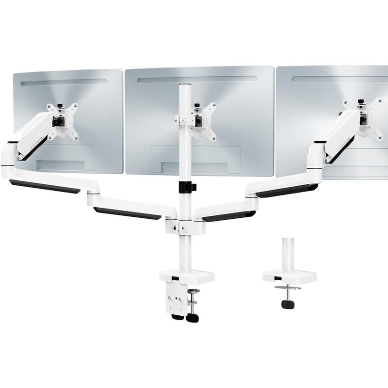 MOUNT PRO Triple Monitor Mount 3 Monitor Desk Mount for Three Screens up to 32 Inch Full Motion Gas Spring Heavy Duty Arm Hold up to 198lbs Each White