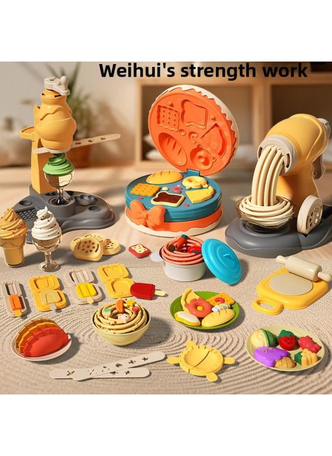 Generic - Children's Color Mud Noodle Machine Ice Cream Cake Suit Safe Non-toxic Tasteless Kindergarten Handmade Clay Plasticine-Colour:Fun Clay Machine [pure Natural And Harmless Material, Baby Can Play With Confidence]-Specification:[great Value] Aircraft Noodle Maker + Cake Maker (free 36 Colors Of Clay) - Image 1