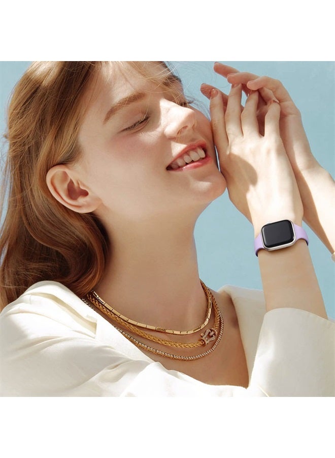 Lerobo 12 Pack Slim Bands Compatible with Apple Watch Band 40mm 41mm 38mm 42mm 44mm 45mm 49mm for Women Men,Soft Silicone Waterproof Sport Strap for iWatch Bands Series 8 7 6 5 4 3 2 1 SE/SE2/Ultra - Image 1