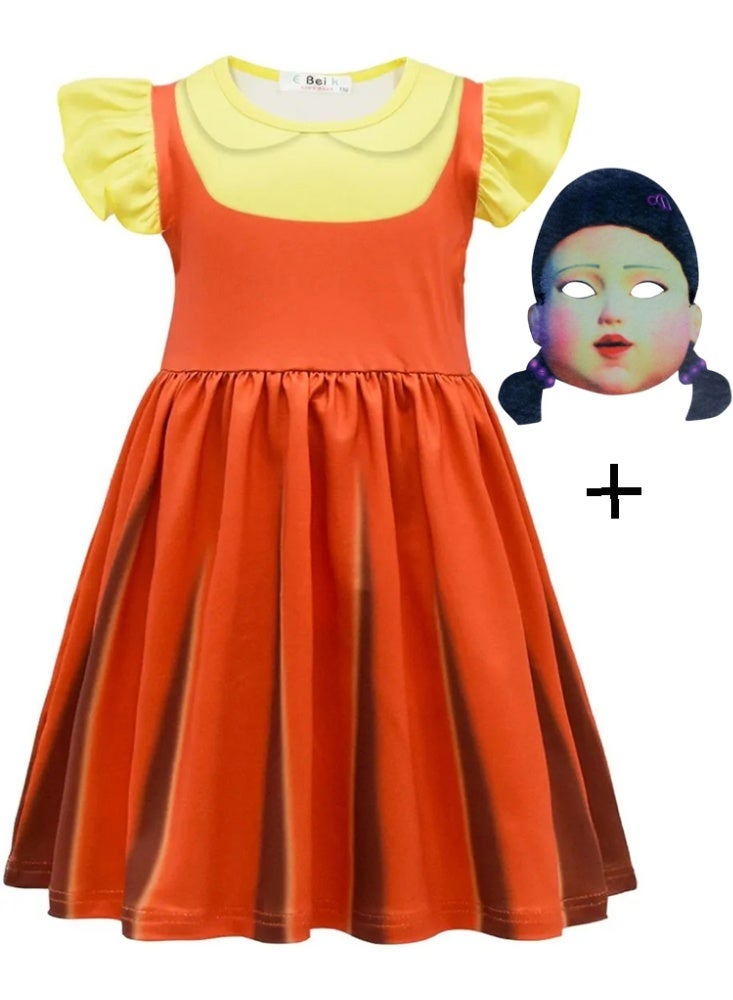 squid game Kids Korean Squid Game Cosplay Costume Drama Calamari Juego Del Calarmar 123 Robot Doll Dress Girl Birthday Party Halloween Outfit - Image 1