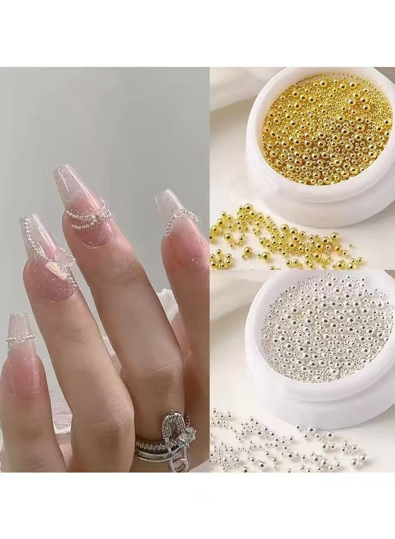 جلوسكي مسمار الفن الخرز الصلب الكرة المعدنية مايكرو الكافيار سبيكة مسمار الفن أحجار الراين مجوهرات مانيكير اكسسوارات DIY الحلي - Image 3