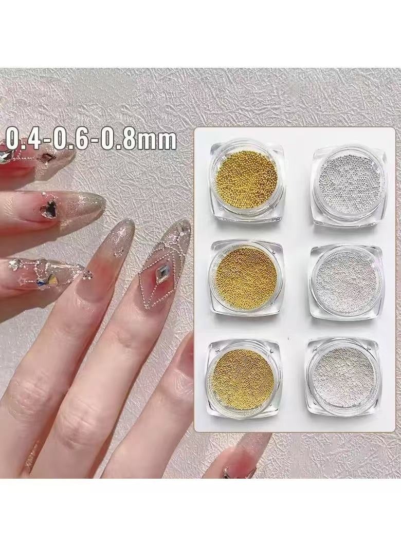 جلوسكي مسمار الفن الخرز الصلب الكرة المعدنية مايكرو الكافيار سبيكة مسمار الفن أحجار الراين مجوهرات مانيكير اكسسوارات DIY الحلي - Image 4