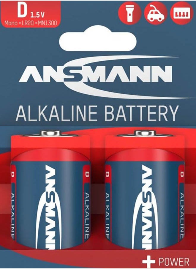 ANSMANN - Lr20 1.5V Mono D Alkaline Battery General Use Remote Wall Clock Flash Light Home Toys Office 5 Year Shelf Life - Image 1