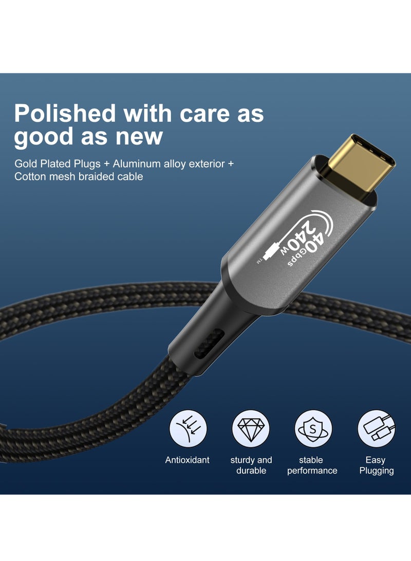 كابل تمديد USB-C 4.0 مع دعم Thunderbolt 4.0، وتوصيل طاقة 240 وات، ونقل بيانات بسرعة 40 جيجابت في الثانية، ومخرج فيديو 8K@60Hz، وPD3.1، وموصل أنثى، متوافق مع MacBook وDock وHub وSSD. - Image 2