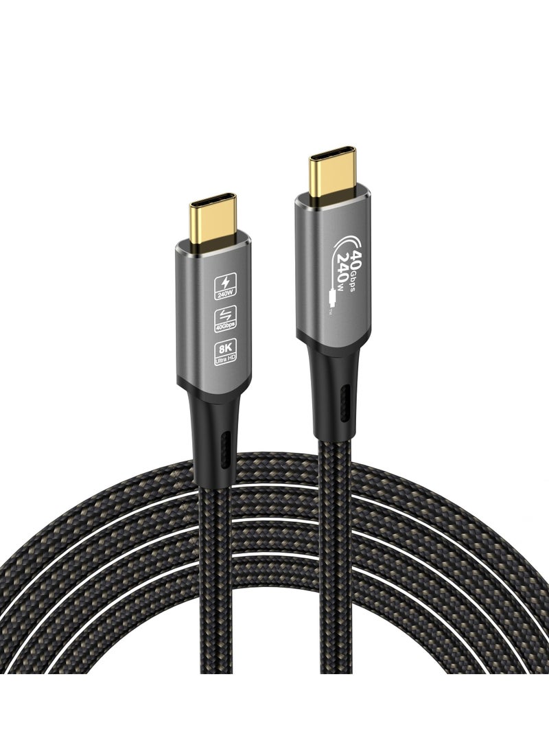 كابل تمديد USB-C 4.0 مع دعم Thunderbolt 4.0، وتوصيل طاقة 240 وات، ونقل بيانات بسرعة 40 جيجابت في الثانية، ومخرج فيديو 8K@60Hz، وPD3.1، وموصل أنثى، متوافق مع MacBook وDock وHub وSSD. - Image 1