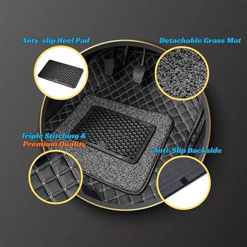 CARNEST 7D Luxury Leather Car Floor Mat | 100% Waterproof, Dustproof & Anti-Slip | Universal Fit Compatible with Black (Swift Old) - Image 5