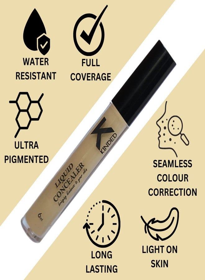 KINDED Liquid Concealer Full Coverage Colour Corrector Contour Waterproof HD Pro Master Series for Dry & Oily Skin Dark Circles & Spots (Creamy Matte, Yellow Tone & Contour Brown Combo, 6 ml each) - Image 3