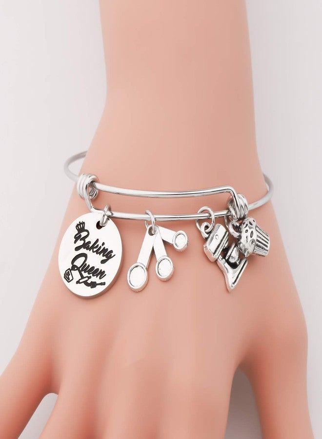 PLITI Baker Gifts Baking Queen Jewelry Cupcake Charm Culinary Student Gifts Baking Show Gifts Culinary School Graduation Gift Baking Bracelet for Baker Bake Lover Pastry Chefs (Baking Queen bg) - Image 3