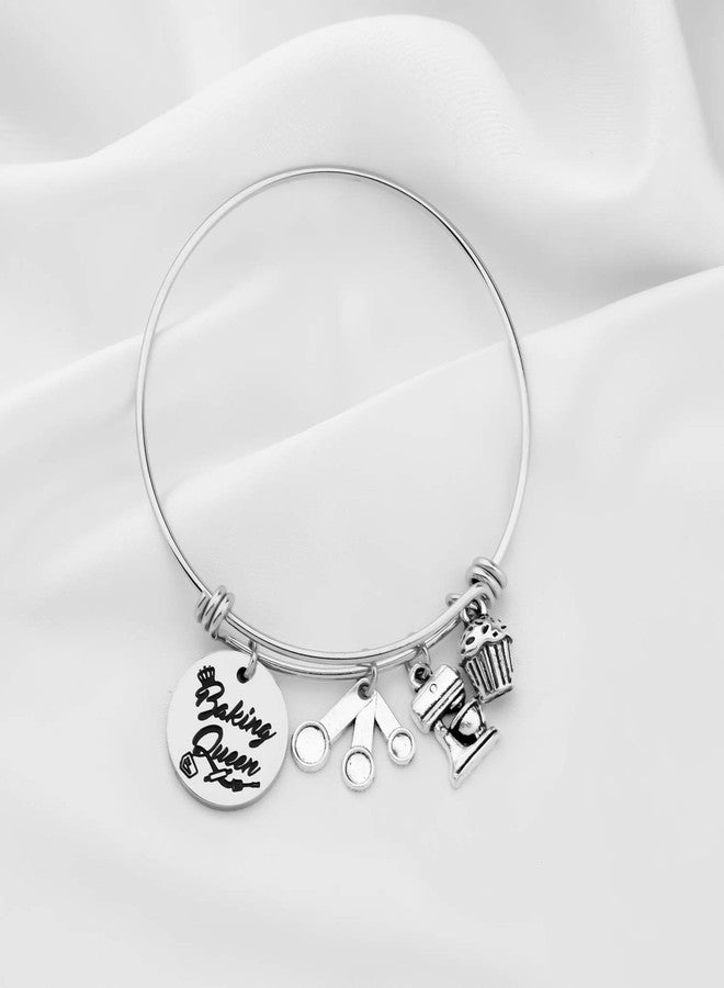 PLITI Baker Gifts Baking Queen Jewelry Cupcake Charm Culinary Student Gifts Baking Show Gifts Culinary School Graduation Gift Baking Bracelet for Baker Bake Lover Pastry Chefs (Baking Queen bg) - Image 4