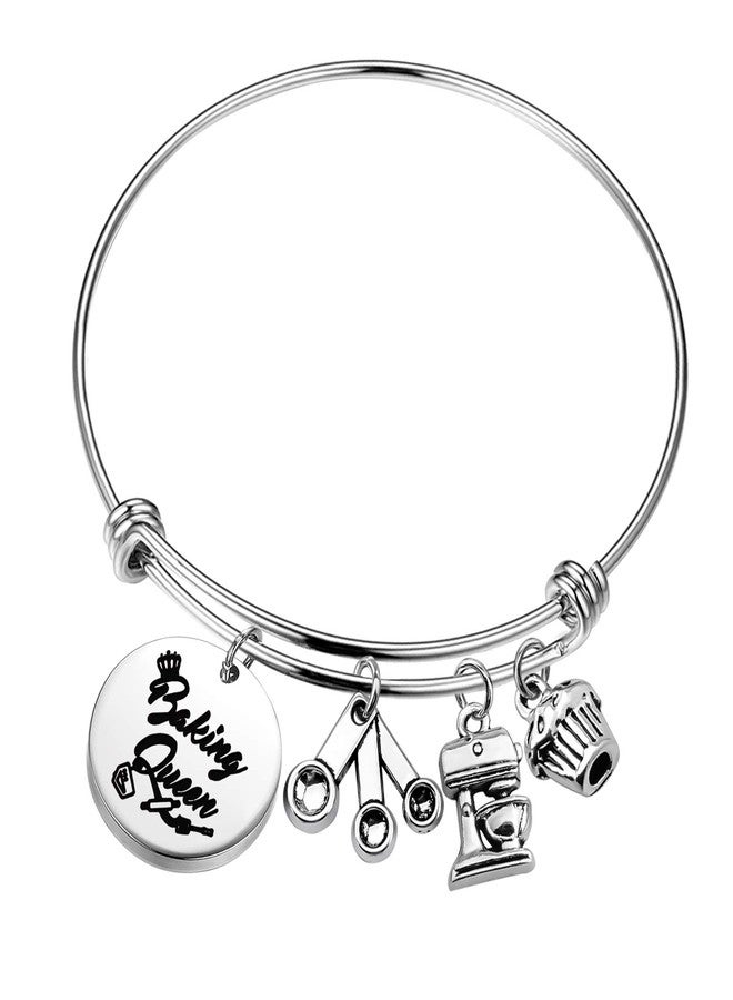 PLITI Baker Gifts Baking Queen Jewelry Cupcake Charm Culinary Student Gifts Baking Show Gifts Culinary School Graduation Gift Baking Bracelet for Baker Bake Lover Pastry Chefs (Baking Queen bg) - Image 1