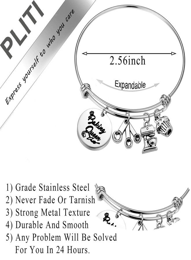 PLITI Baker Gifts Baking Queen Jewelry Cupcake Charm Culinary Student Gifts Baking Show Gifts Culinary School Graduation Gift Baking Bracelet for Baker Bake Lover Pastry Chefs (Baking Queen bg) - Image 2