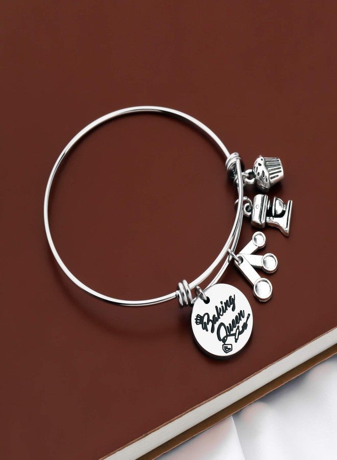 PLITI Baker Gifts Baking Queen Jewelry Cupcake Charm Culinary Student Gifts Baking Show Gifts Culinary School Graduation Gift Baking Bracelet for Baker Bake Lover Pastry Chefs (Baking Queen bg) - Image 5