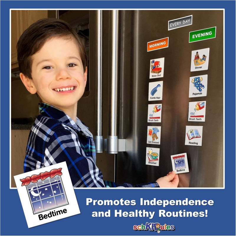 SchKIDules 153 pc Daily Visual Schedule Magnets for Kids-Create Healthy Routines, Reminders, Kids Calendars, Chore Charts & Behavioral Supports for Kids who Thrive on visuals, Type A Toddlers, Autism & ADHD - Image 3