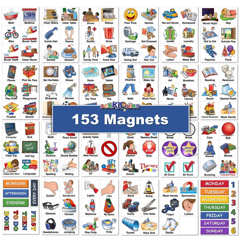 SchKIDules 153 pc Daily Visual Schedule Magnets for Kids-Create Healthy Routines, Reminders, Kids Calendars, Chore Charts & Behavioral Supports for Kids who Thrive on visuals, Type A Toddlers, Autism & ADHD - Image 4