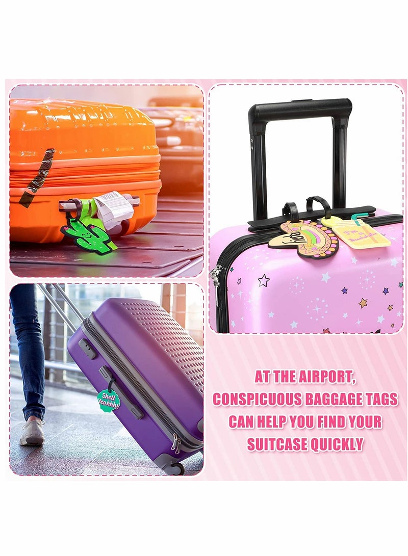 KASTWAVE 12Pcs Luggage Tags, Waterproof ID Tag Multicolor Band Loop Air Suitcase Identification Tag, Mens Womens Kids Travel Summer Beach Vacation Themed Travel Bag Luggage Tags - Image 2