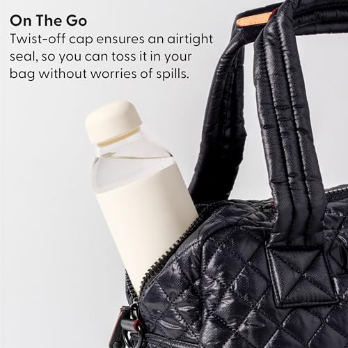 WP W&P Porter Glass Water Bottle w/ Protective Silicone Sleeve | Cream 20 Ounces | On-the-Go | Reusable Bottle for Coffee, Tea and Water | Portable | Dishwasher Safe - Image 3