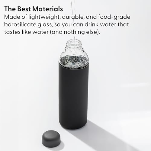 WP W&P Porter Glass Water Bottle w/ Protective Silicone Sleeve | Cream 20 Ounces | On-the-Go | Reusable Bottle for Coffee, Tea and Water | Portable | Dishwasher Safe - Image 4