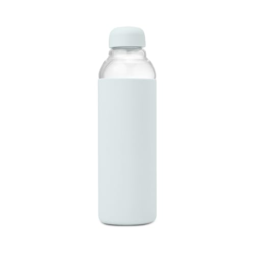 WP W&P Porter Glass Water Bottle w/ Protective Silicone Sleeve | Cream 20 Ounces | On-the-Go | Reusable Bottle for Coffee, Tea and Water | Portable | Dishwasher Safe - Image 1