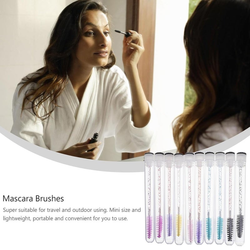 30pcs Disposable Eyelash Brushes with Crystal Tube Portable Eyelash Applicator and Eyebrow Spoolie and Makeup Application Random Color - Image 3