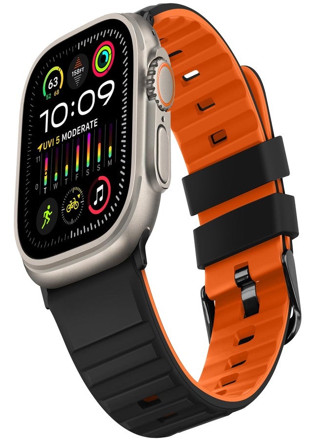 Suphart Strap Compatible with Apple Watch Strap 49mm 46mm 45mm 44mm 42mm for Women Men Soft Silicone Sport Strap Designed for Apple Watch Ultra 2 Ultra SE Series 10 9 8 7 6 5 4 3 2 1, Black - Image 1