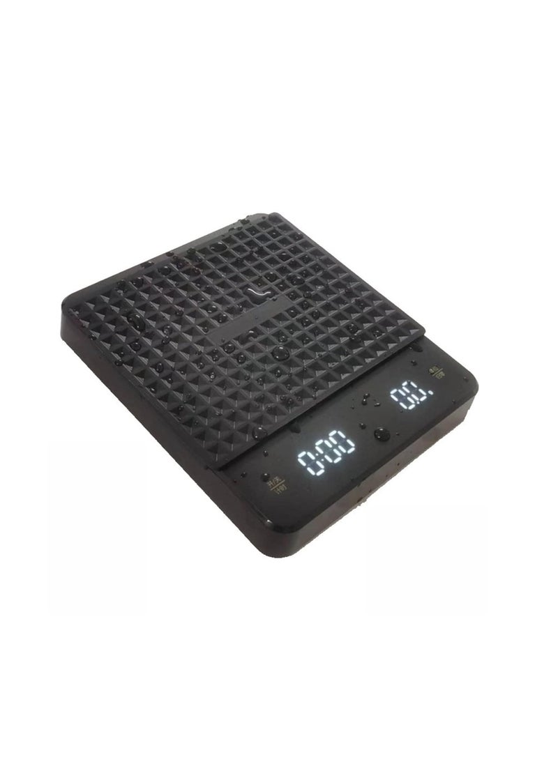 Generic - Digital Coffee Scale with Timer, 3 KG/0.1 g Rechargeable Kitchen Scale with Invisible Screen, Tare and Auto On/Off Functions, Measures in Grams/Ounces/Milliliter (Black, with Insulation Pad) - Image 1