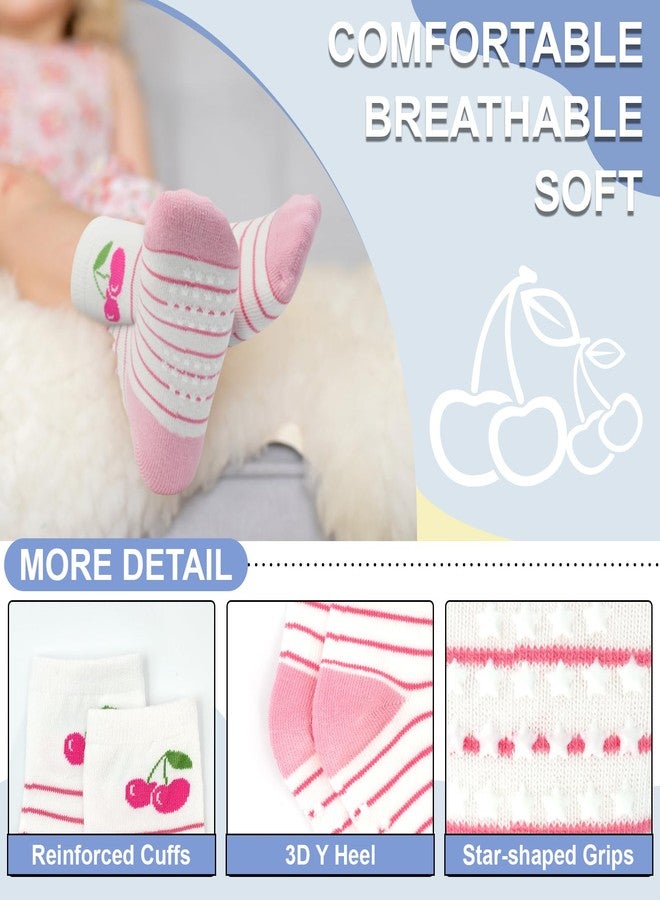 HYCLES Toddler Girl Socks, Non-Slip Cartoon Crew Socks with Grips for Girls Kids 3-5T - Image 3