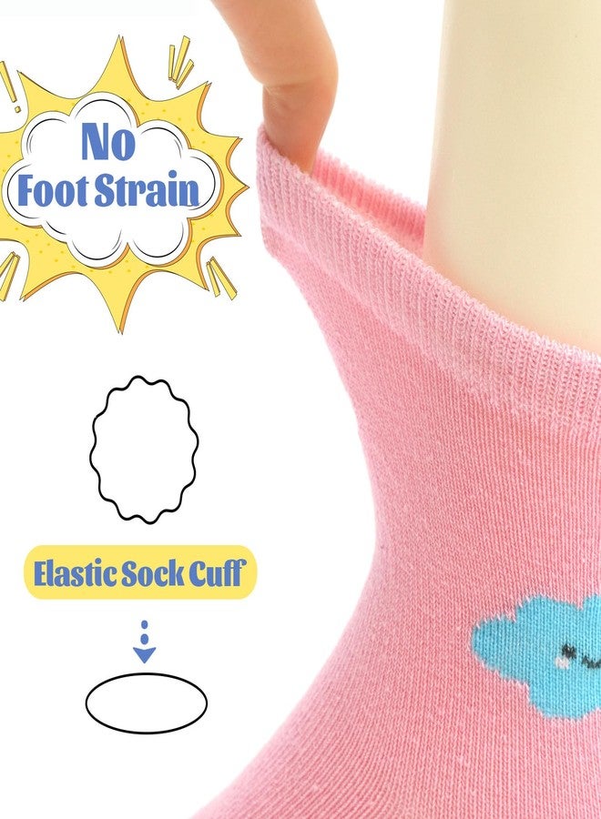 HYCLES Toddler Girl Socks, Non-Slip Cartoon Crew Socks with Grips for Girls Kids 3-5T - Image 5