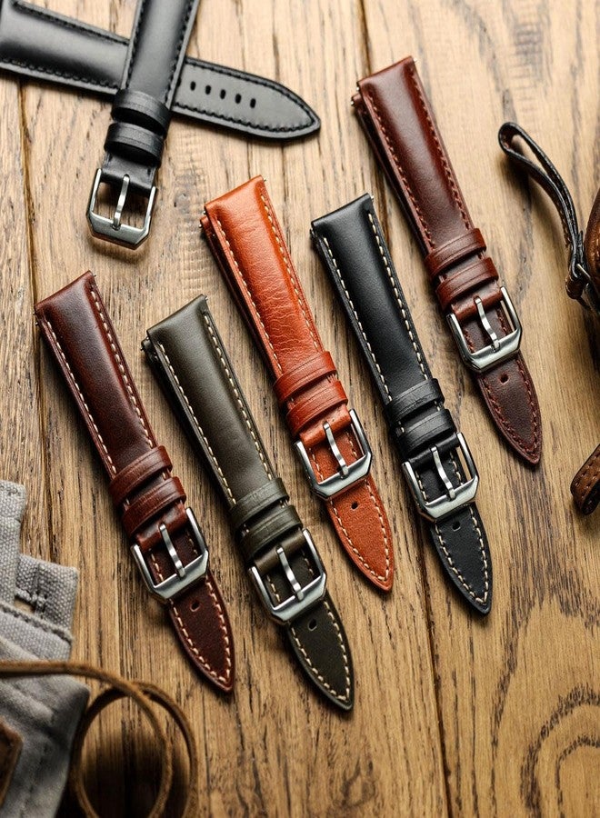 WatchGecko Tenby Classic Padded Genuine Leather QR Watch Strap [Black, 20mm] - Image 5