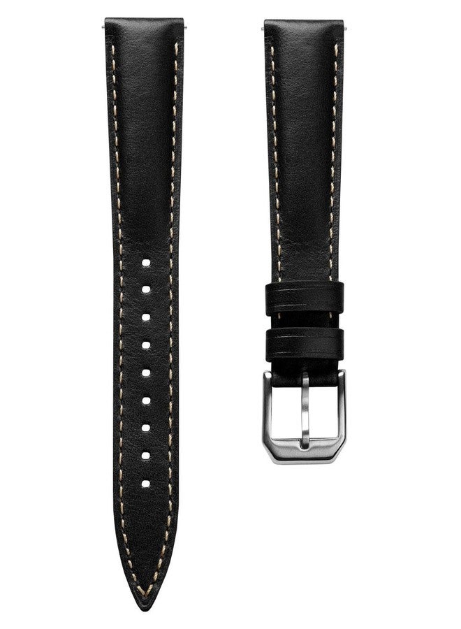 WatchGecko Tenby Classic Padded Genuine Leather QR Watch Strap [Black, 20mm] - Image 1