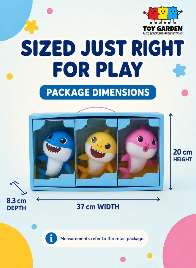 TOY GARDEN Baby Shark Toy Set – 3-Pack of Colorful Singing Sharks with Blue, Yellow, and Pink Characters – Interactive Musical Plush Dolls for Kids, Perfect for Baby Shark Fans - Image 4