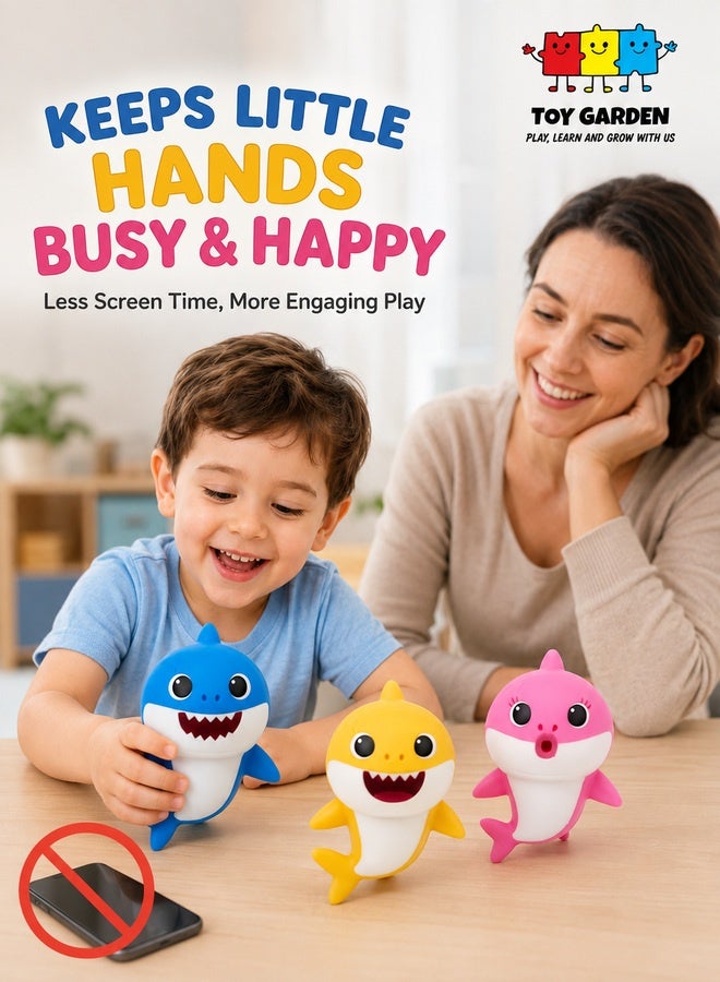TOY GARDEN Baby Shark Toy Set – 3-Pack of Colorful Singing Sharks with Blue, Yellow, and Pink Characters – Interactive Musical Plush Dolls for Kids, Perfect for Baby Shark Fans - Image 2