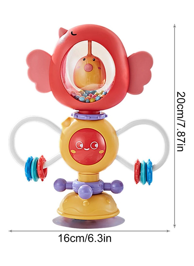 ELIKLIV - Baby Rattle Toy with Suction Cup, Interactive Baby High Chair Activity Toy for 3 Months and Up(Red) - Image 1