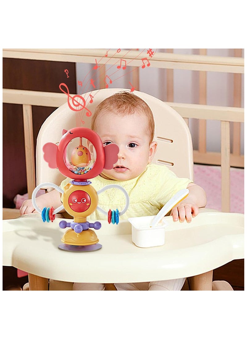 ELIKLIV - Baby Rattle Toy with Suction Cup, Interactive Baby High Chair Activity Toy for 3 Months and Up(Red) - Image 1