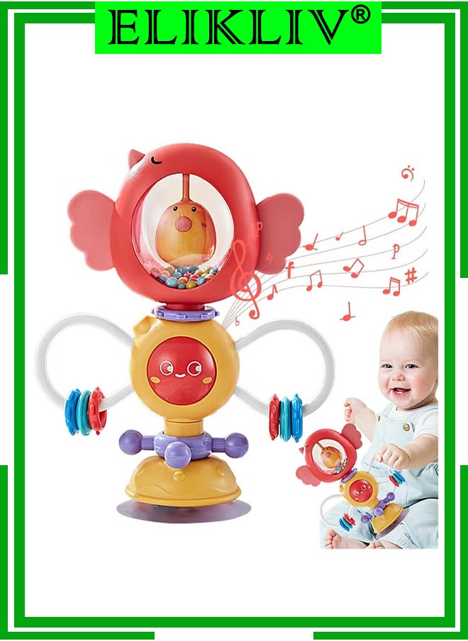 ELIKLIV - Baby Rattle Toy with Suction Cup, Interactive Baby High Chair Activity Toy for 3 Months and Up(Red) - Image 1