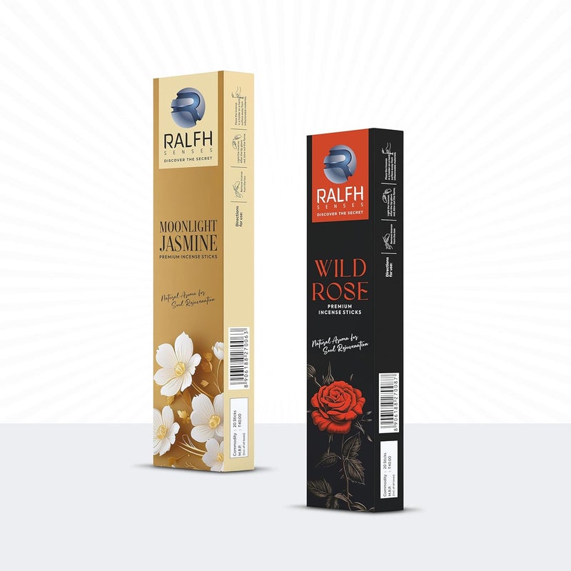 RALFHSENSES Ralfh Senses 4in1 Agarbatti Experience The Soothing fragrances of Classic Chandan Rose Jazz Jasmine Chandan Pack of 4 Ralfh Agarbatti Combo Agarbatti Pack 2  - Image 2