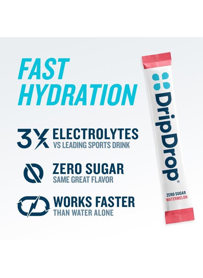 DripDrop Sugar Free Hydration Packets - Zero Classic Variety Pack - Single Serve Electrolytes Powder Drink Mix - Lemon Lime, Watermelon, Peach, Passion Fruit - Non-GMO, Gluten Free, Vegan - 32 Sticks - Image 2